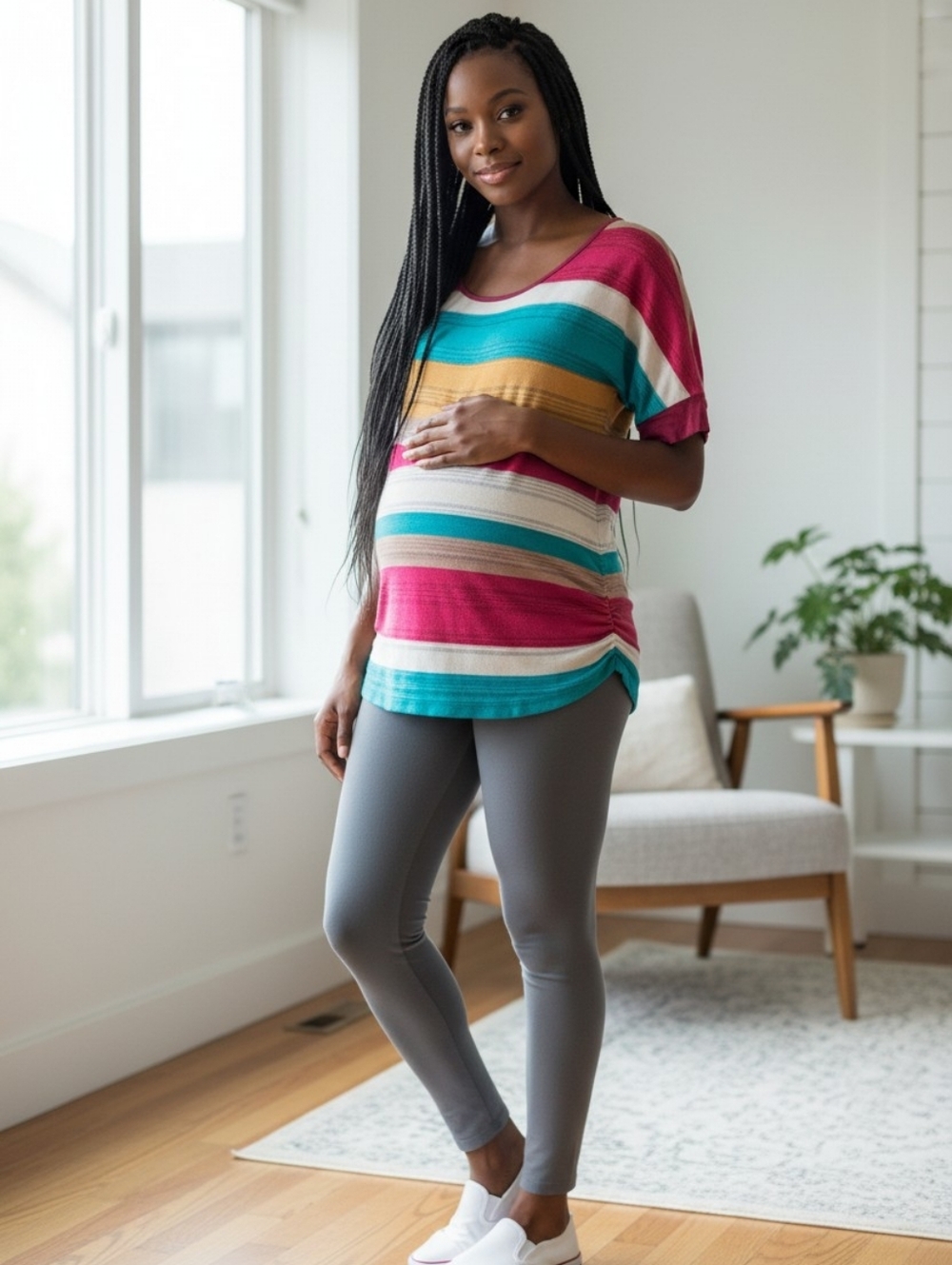 Annabelle Maternity short sleeve ruched  tee Size L